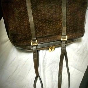 Vintage Celine brown suede macadam embossed bag